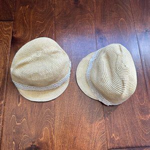 TWIN BUNDLE - 2 3-5Y Zara Crochet Band Ear Detail Straw Caps
